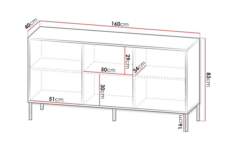 Highboard Glenndale - Cashmere - Oppbevaring - Skap - Oppbevaringsskap