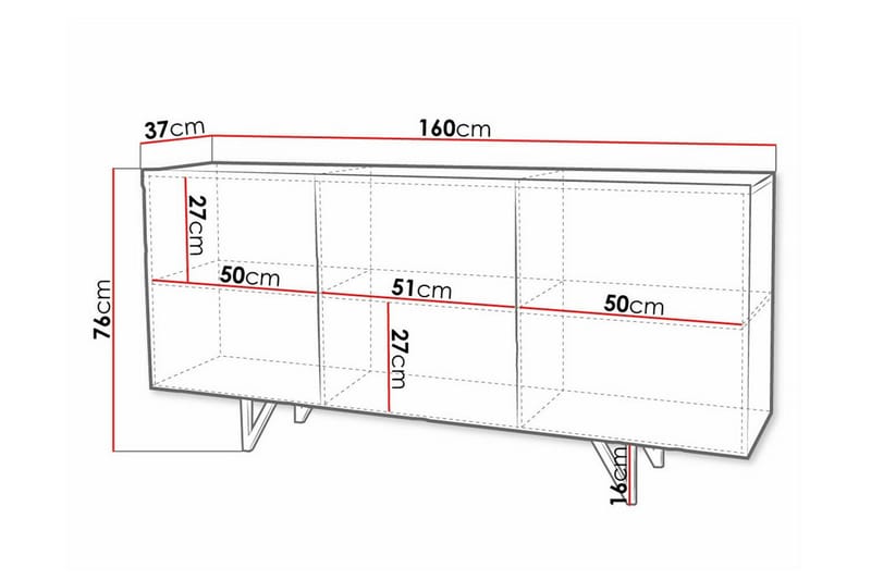 Highboard Glenndale - Hvid - Oppbevaring - Skap - Oppbevaringsskap