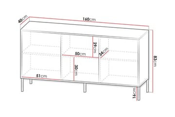 Highboard Glenndale - Hvid - Oppbevaring - Skap - Oppbevaringsskap