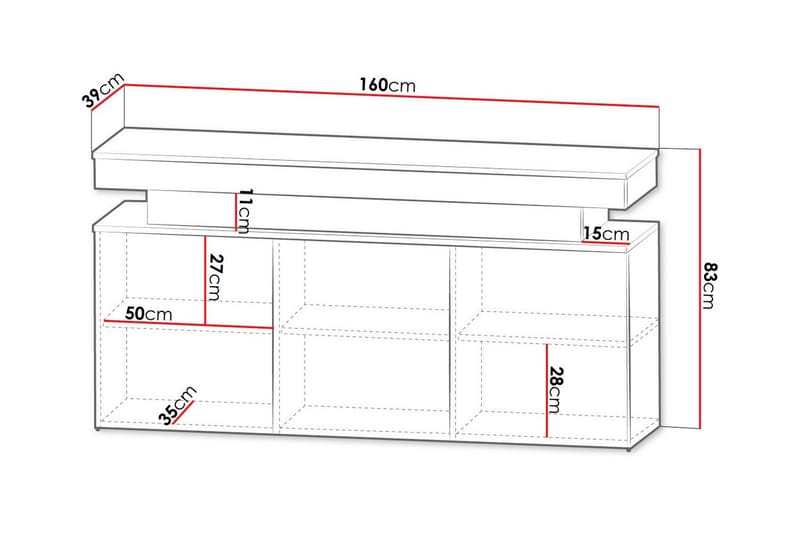 Highboard Glenndale - Hvid - Oppbevaring - Skap - Oppbevaringsskap