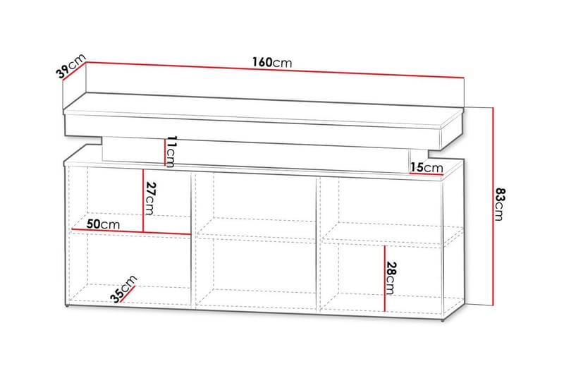 Highboard Glenndale - Svart - Oppbevaring - Skap - Oppbevaringsskap