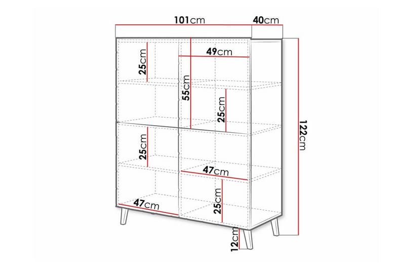 Highboard Juniskär - Hvid - Oppbevaring - Skap - Oppbevaringsskap