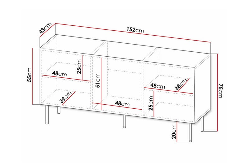 Highboard Juniskär - Hvid - Oppbevaring - Skap - Oppbevaringsskap