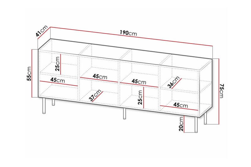 Highboard Juniskär - Hvid - Oppbevaring - Skap - Oppbevaringsskap