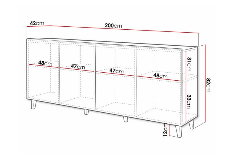 Highboard Juniskär - Hvid - Oppbevaring - Skap - Oppbevaringsskap