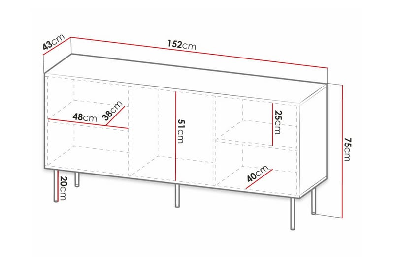 Highboard Juniskär - Hvid - Oppbevaring - Skap - Oppbevaringsskap