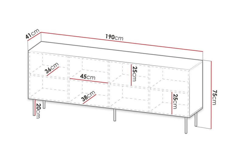 Highboard Juniskär - Hvid - Oppbevaring - Skap - Oppbevaringsskap