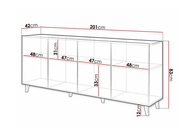 Highboard Juniskär - Hvid - Oppbevaring - Skap - Oppbevaringsskap