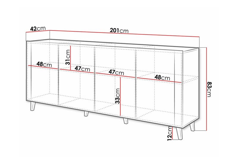 Highboard Juniskär - Hvid - Oppbevaring - Skap - Oppbevaringsskap