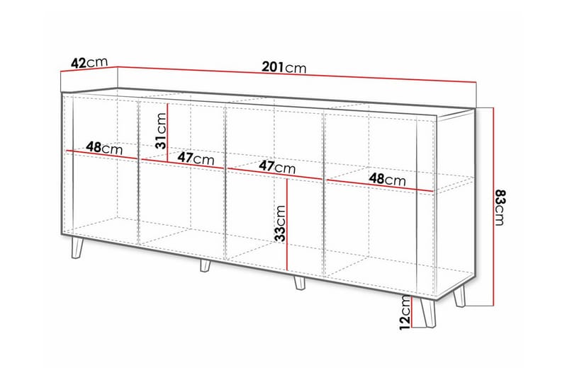 Highboard Juniskär - Svart - Oppbevaring - Skap - Oppbevaringsskap