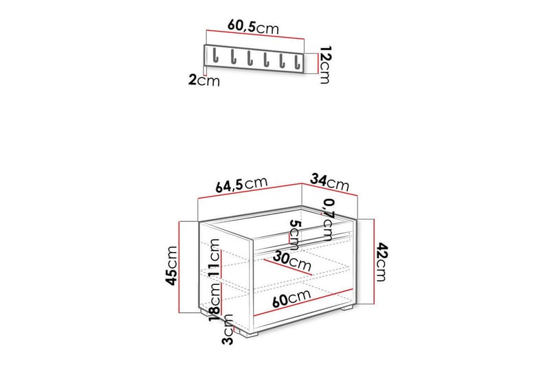 Highboard Kenmare - Hvid - Oppbevaring - Skap - Oppbevaringsskap