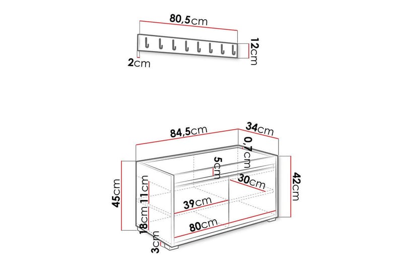 Highboard Kenmare - Hvid - Oppbevaring - Skap - Oppbevaringsskap