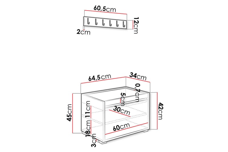 Highboard Kenmare - Hvit - Oppbevaring - Skap - Oppbevaringsskap