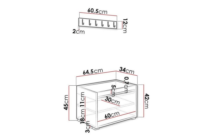 Highboard Kenmare - Svart/Hvit - Oppbevaring - Skap - Oppbevaringsskap