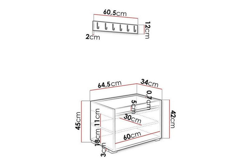 Highboard Kenmare - Svart/Hvit - Oppbevaring - Skap - Oppbevaringsskap