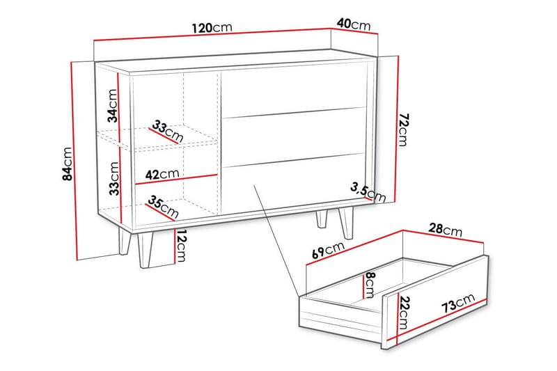 Highboard Kintore - Brun - Oppbevaring - Skap - Oppbevaringsskap