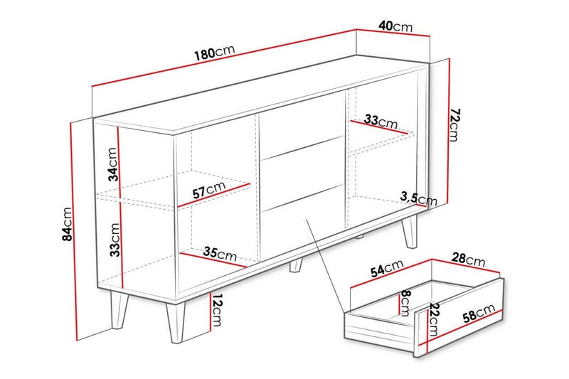 Highboard Kintore - Brun - Oppbevaring - Skap - Oppbevaringsskap