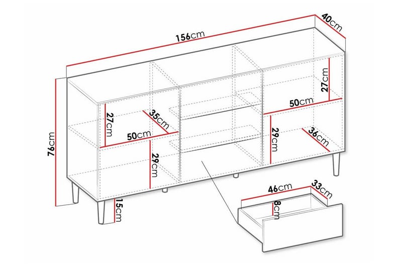 Highboard Kintore - Hvid - Oppbevaring - Skap - Oppbevaringsskap