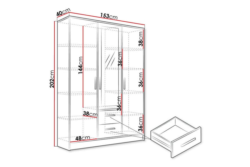 Highboard Kintore - Hvid - Oppbevaring - Skap - Oppbevaringsskap