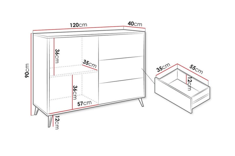 Highboard Kintore - Svart - Oppbevaring - Skap - Oppbevaringsskap