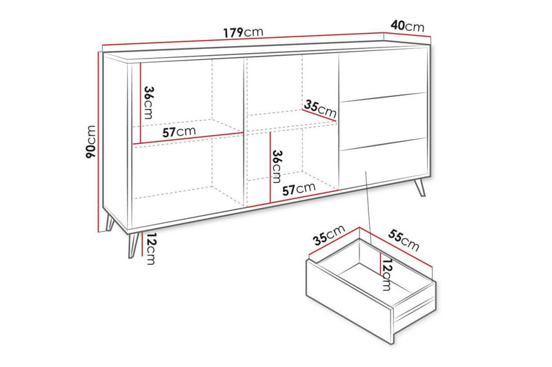 Highboard Kintore - Svart - Oppbevaring - Skap - Oppbevaringsskap