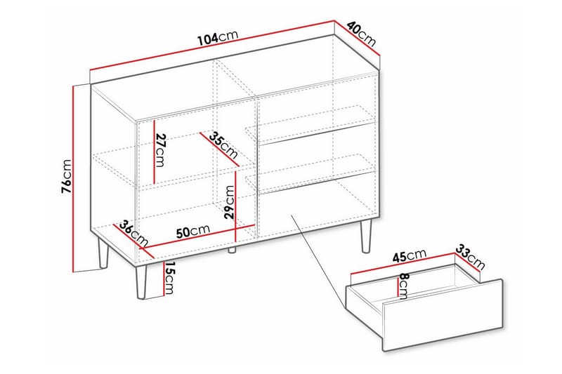 Highboard Kintore - Svart - Oppbevaring - Skap - Oppbevaringsskap