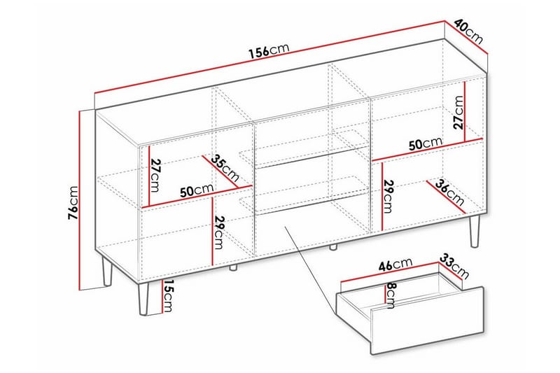 Highboard Kintore - Svart - Oppbevaring - Skap - Oppbevaringsskap