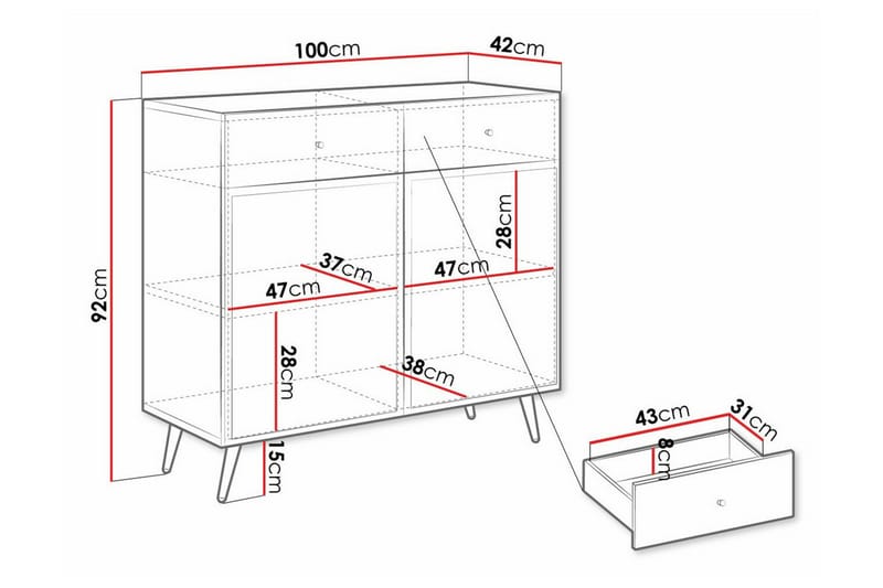 Highboard Kintore - Svart - Oppbevaring - Skap - Oppbevaringsskap