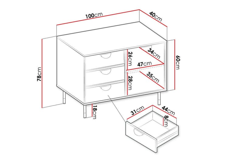 Highboard Kintore - Svart - Oppbevaring - Skap - Oppbevaringsskap