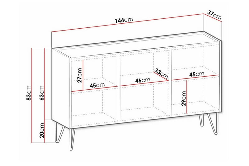 Highboard Klinkerville - Grafitt - Oppbevaring - Skap - Oppbevaringsskap