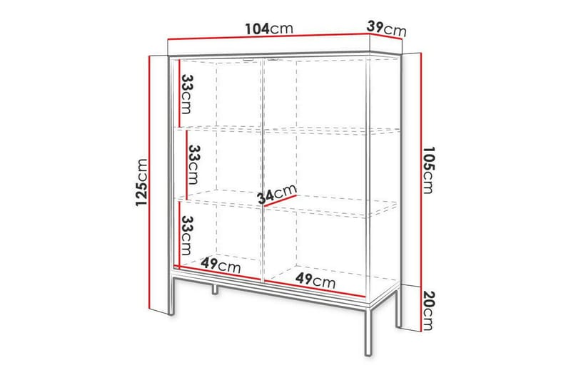 Highboard Klinkerville - Hvid - Oppbevaring - Skap - Oppbevaringsskap