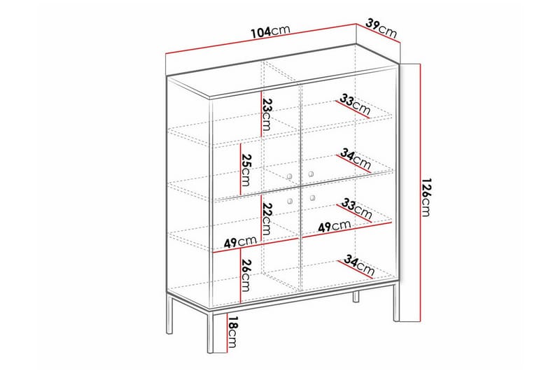 Highboard Klinkerville - Hvid - Oppbevaring - Skap - Oppbevaringsskap