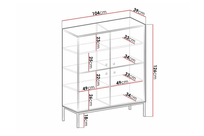 Highboard Klinkerville - Svart - Oppbevaring - Skap - Oppbevaringsskap