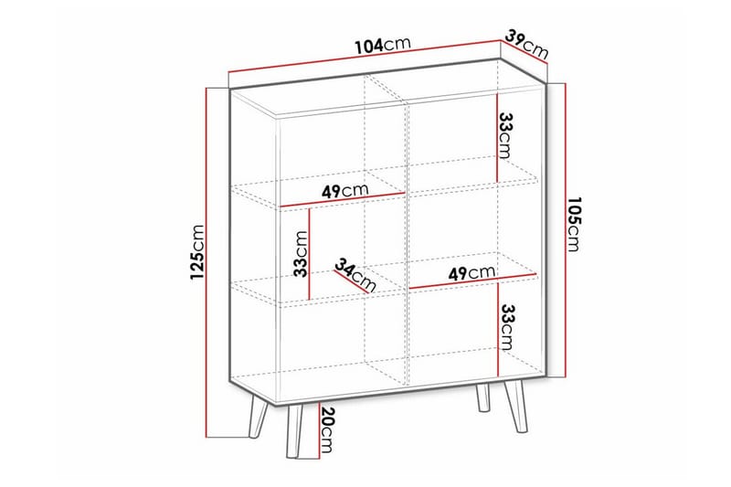 Highboard Klinkerville - Svart - Oppbevaring - Skap - Oppbevaringsskap