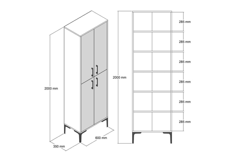 Highboard Kotzen 60x35 cm - Brun/Hvit - Oppbevaring - Skap - Oppbevaringsskap