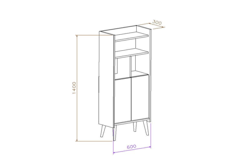 Highboard Lagomood 60x30 cm - Antrasitt/Mørkebrun - Oppbevaring - Skap - Oppbevaringsskap