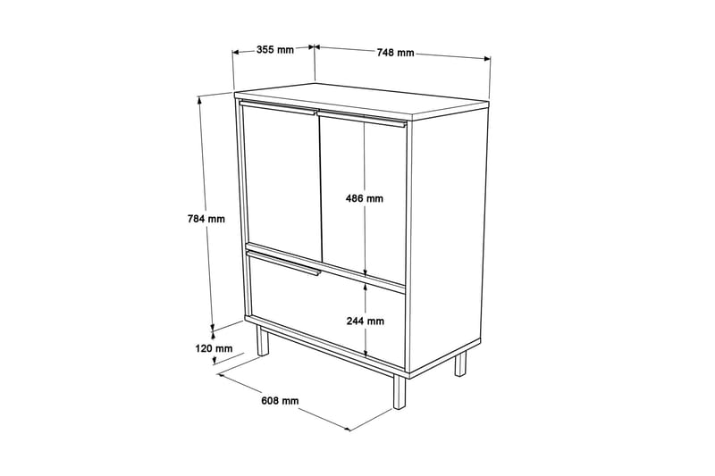 Highboard Liyakat - Eik/Valnøtt - Oppbevaring - Skap - Oppbevaringsskap