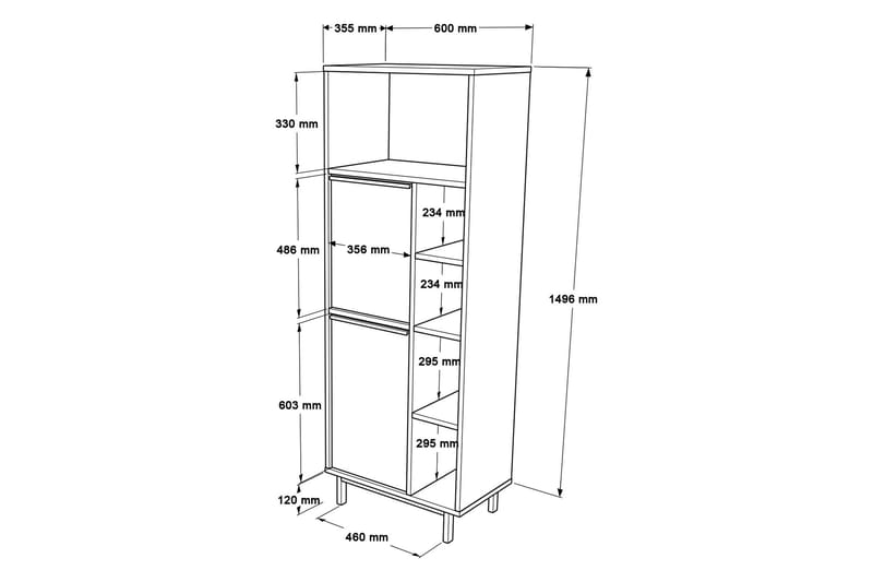 Highboard Liyakat - Eik/Valnøtt - Oppbevaring - Skap - Oppbevaringsskap