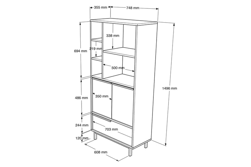 Highboard Liyakat - Hvit - Oppbevaring - Skap - Oppbevaringsskap