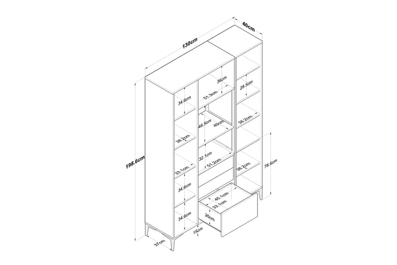 Highboard Manorma - Hvit - Oppbevaring - Skap - Oppbevaringsskap