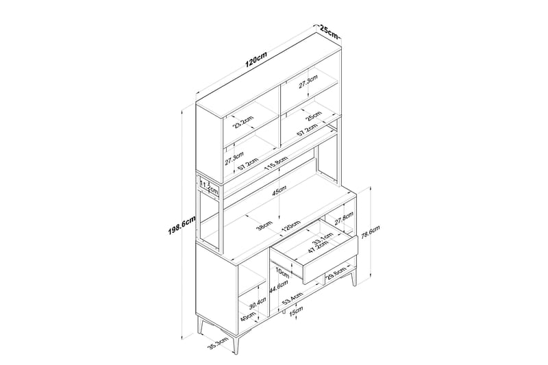 Highboard Manorma - Hvit - Oppbevaring - Skap - Oppbevaringsskap