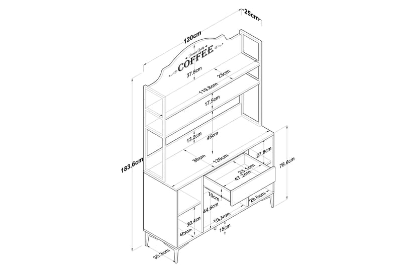 Highboard Manorma - Hvit - Oppbevaring - Skap - Oppbevaringsskap