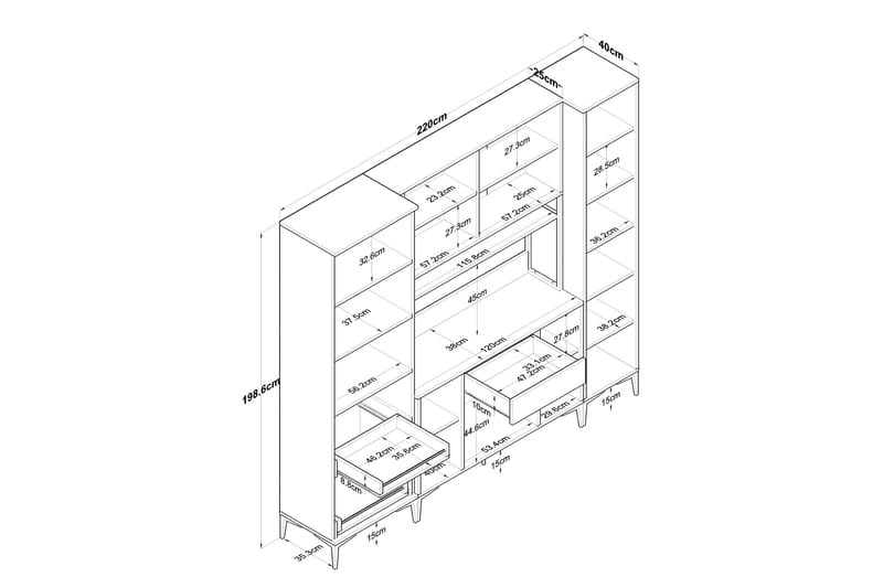 Highboard Manorma - Hvit - Oppbevaring - Skap - Oppbevaringsskap