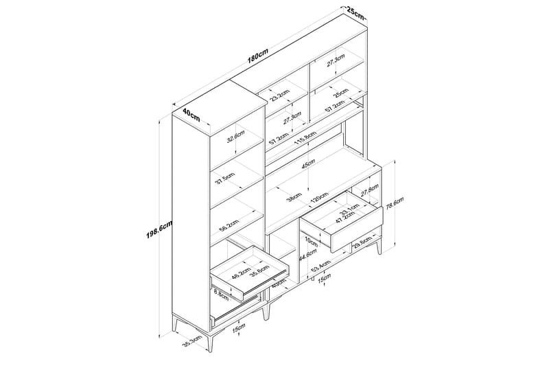 Highboard Manorma - Hvit - Oppbevaring - Skap - Oppbevaringsskap