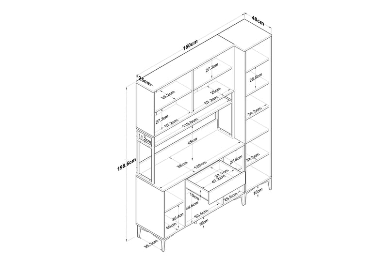 Highboard Manorma - Hvit - Oppbevaring - Skap - Oppbevaringsskap