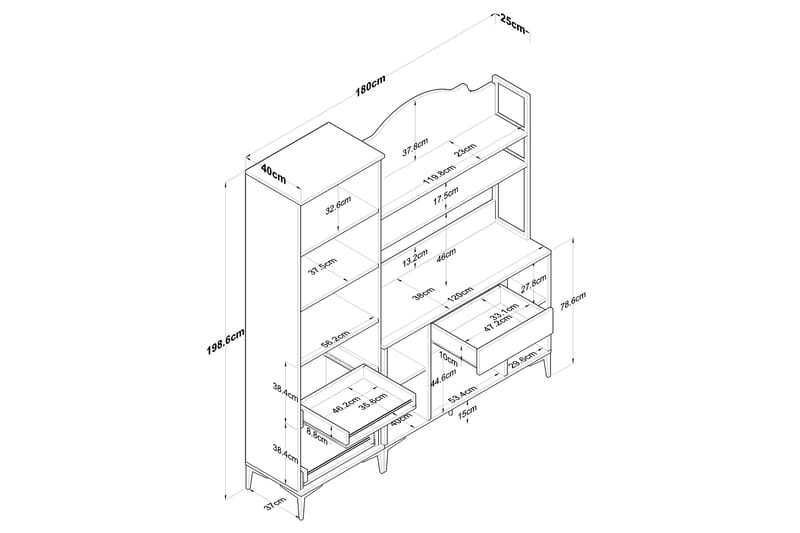 Highboard Manorma - Hvit - Oppbevaring - Skap - Oppbevaringsskap