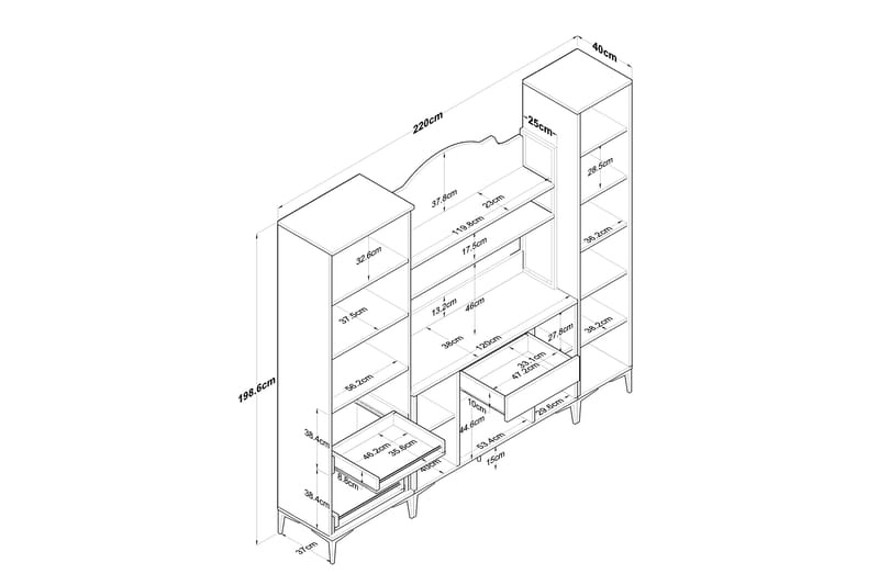 Highboard Manorma - Hvit - Oppbevaring - Skap - Oppbevaringsskap