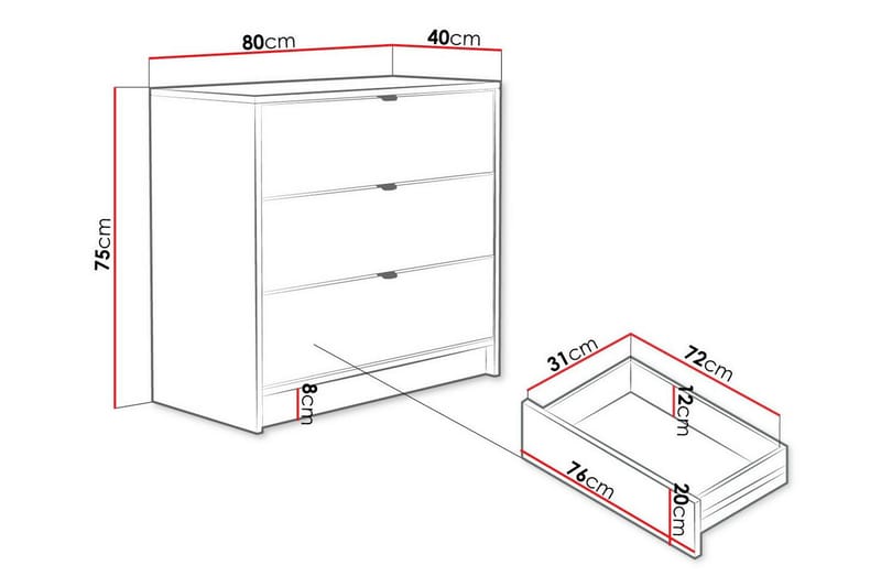 Highboard Novaj - Hvid - Oppbevaring - Skap - Oppbevaringsskap