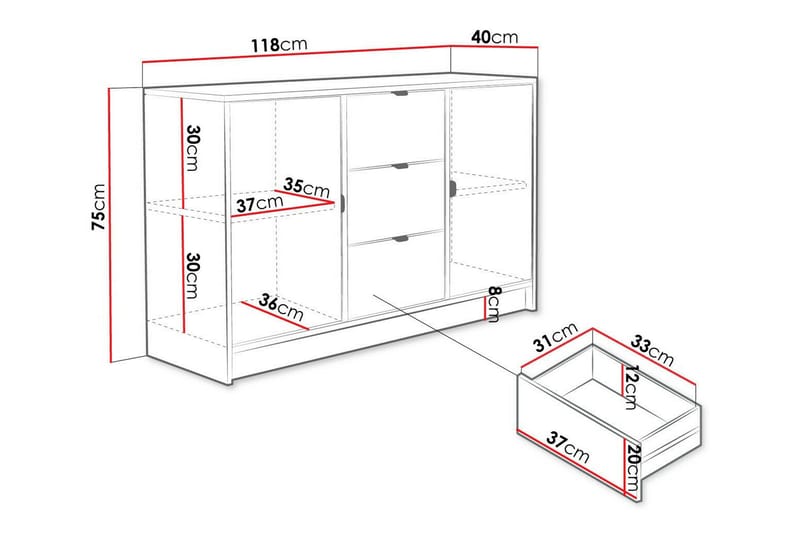 Highboard Novaj - Svart - Oppbevaringsskap