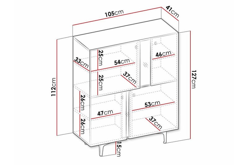 Highboard Rathmore - Blå - Oppbevaring - Skap - Oppbevaringsskap